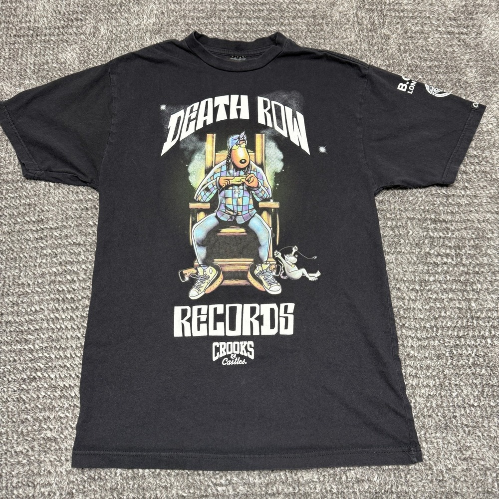 Crooks & Castles Mens Death Row Records Graphic T-Shirt M Black Short Sleeve